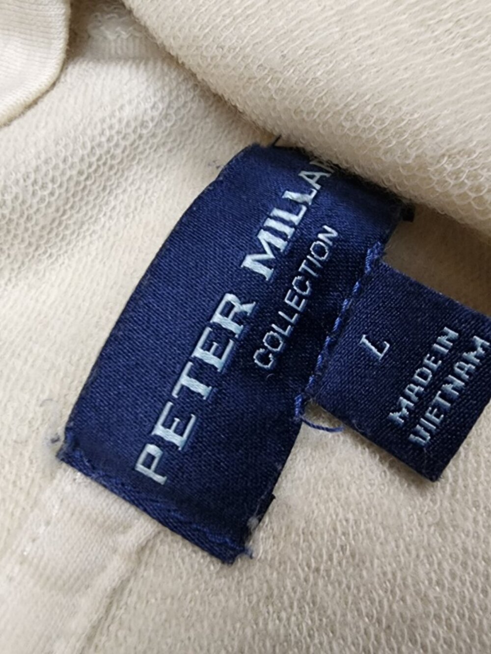Peter Millar Performance Hoodie Mens Large L Beige Merino Wool Cream golf Lounge - Picture 5 of 8